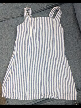 Old Navy Blue and White Striped Smocked Dress